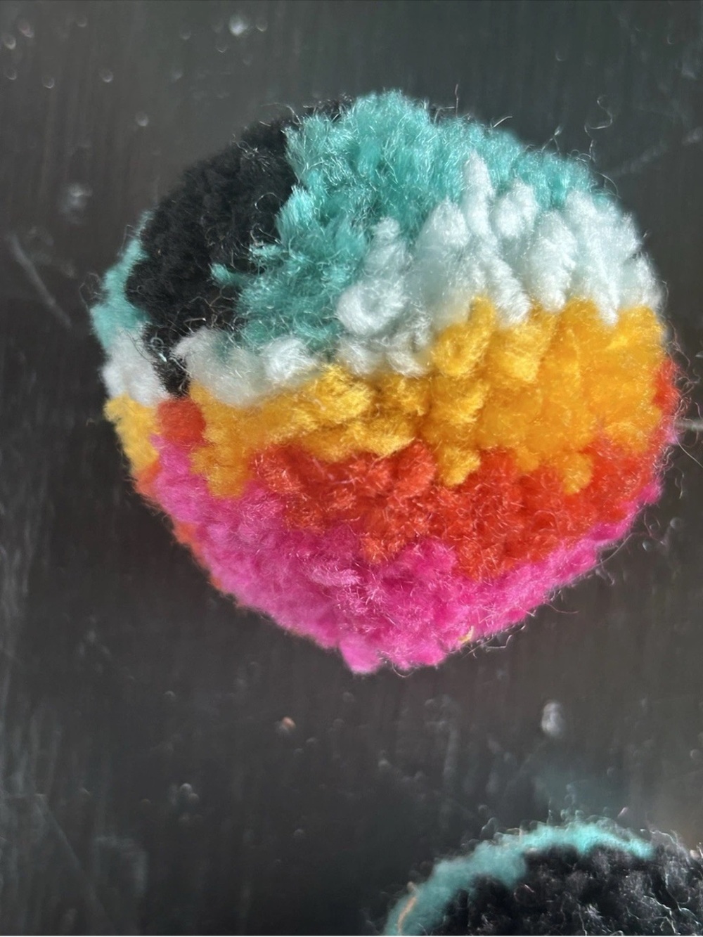 Multicolor Pom Pom Dangle Drop Yarn Earrings Boho Excellent Condition 2” - Picture 2 of 4